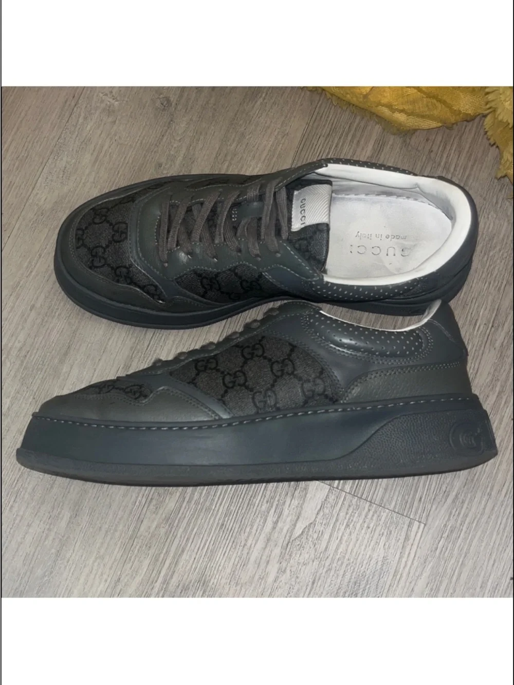 Gucci Men's Charcoal Gray GG Monogram Low-Top Sneakers